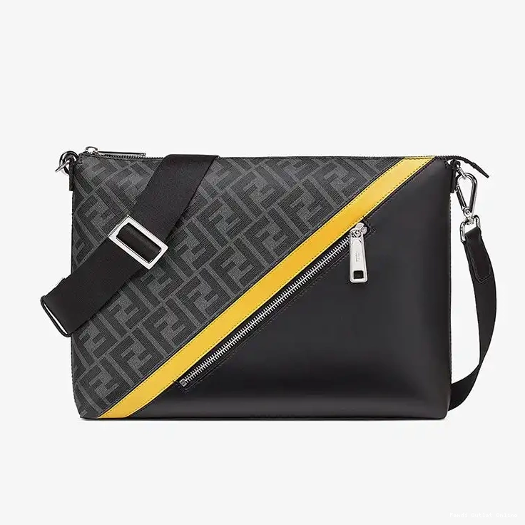 Affordable Fabric Bag Motif In Fendi Black Slim Messenger FF 0519